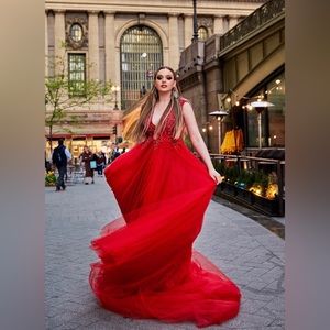 COPY - Fairy long dress,Red dress,Prom Red dress with train, Wedding Royal tull…